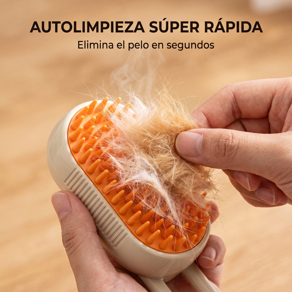 CEPILLO DE VAPOR 3 en 1 ANTI-ESTRÉS PARA MASCOTAS