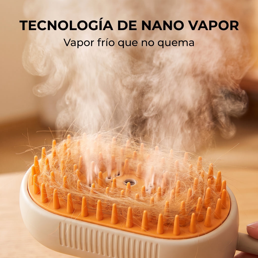 CEPILLO DE VAPOR 3 en 1 ANTI-ESTRÉS PARA MASCOTAS