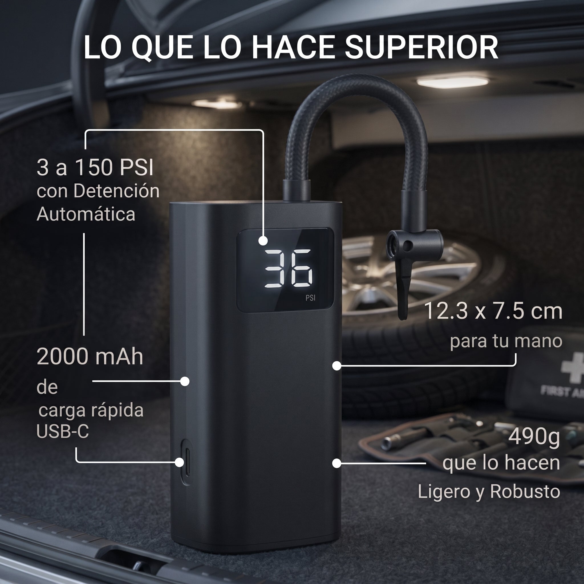 INFLADOR PORTÁTIL-INTELIGENTE y RECARGABLE